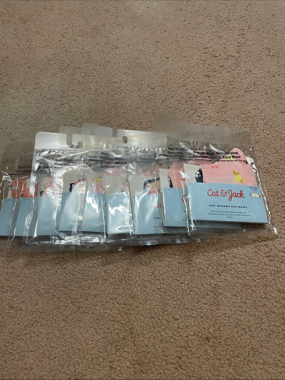 Cat & Jack Pink and Black Reusable Kids Face Mask( 9 pairs) NWT